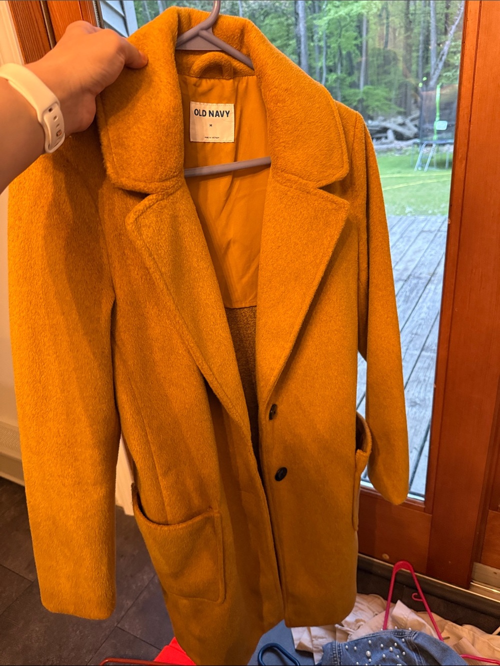 Old Navy Women's Mustard Coat with Notch Lapel